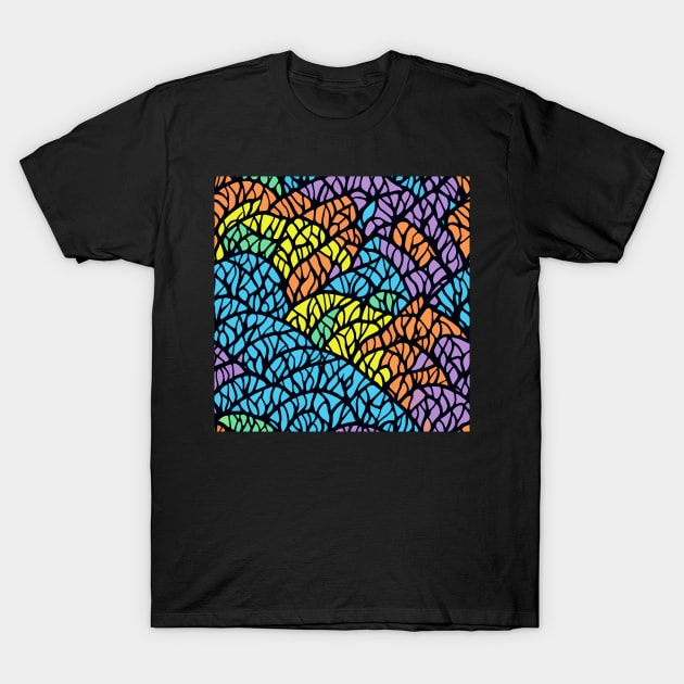 Modern Geometric Art  Rainbow Pride Stained Glass Pattern T-Shirt by ZAZIZU